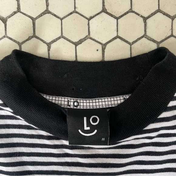 LAZY OAF Sally Dress Medium Black White Stripe Grunge Skater Streetwear Pockets - Picture 2 of 9